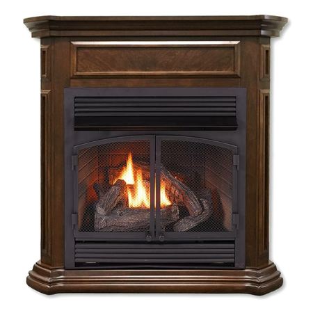 DULUTH FORGE Dual Fuel Ventless Gas Fireplace With Mantel - 32,000 Btu, T-Stat Co DFS-400T-4NG